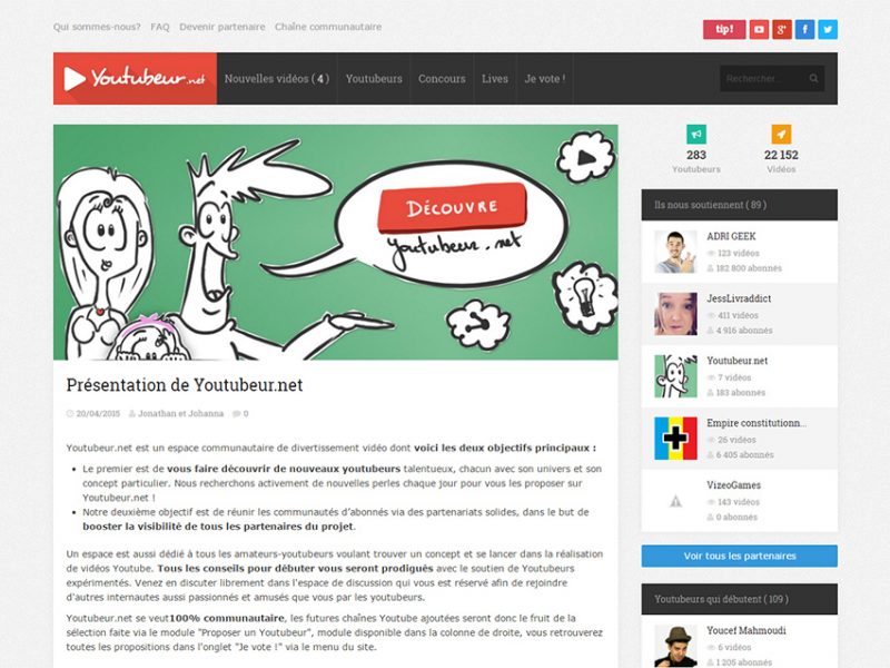 Youtubeur.net - Site communautaire